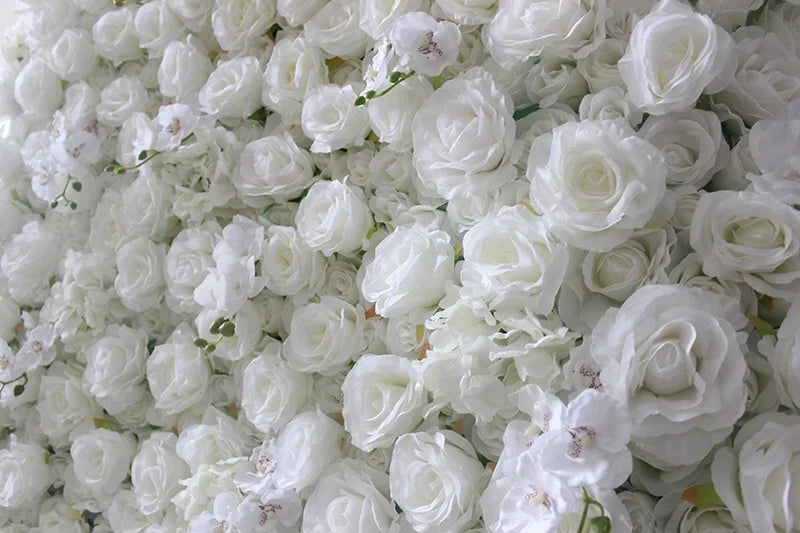 SPR Factory Supply Backdrop Baby White Can Roll up Artificial Flowers Wall Wedding Decor