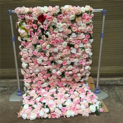 SPR customized size& color  Mix Roll up Cloth Flower Wall Handmade for Wedding Backdrop Baby Show Party Backdrop - 1*1M(3.28*3.28ft) / SPR-FW20122-7