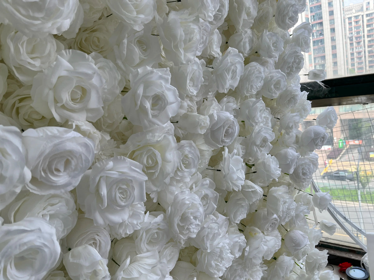 SPR High Quality Eco-Friendly 5D White Rose Silk Orchid Flower Backdrop Wedding Decoration Wall for Halloween Christmas New Year