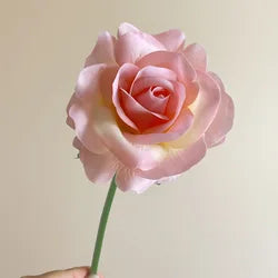 High Quality Wholesale Autumn Artificial Single Rose Real Touch Roses Flower for Table Centerpiece Wedding Decoration - 25CM(9.84in) / 04-Pink