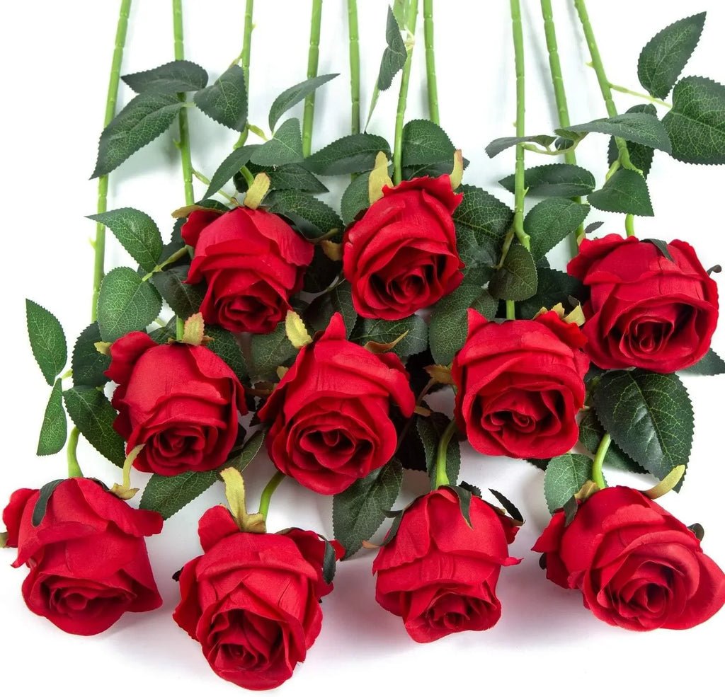 SPR High Simulation Large Artificial Roses With Long Iron Stem for DIY Floral Arrangement Wedding Home Party Decor