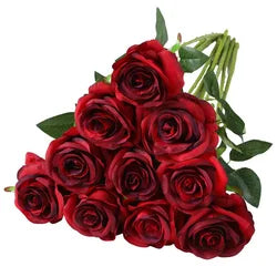 Wholesale Red Artificial Silk Roses Bouquet Long Stems Bridal Floral for Wedding Mother's Day Home Table Centerpiece Decor - 50CM(19.69in) / Blue