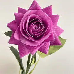 High Quality Real Touch Single Rose Realistic Artificial Moisturizing Rose Flowers for Table - 44cm(17.32in) / 08-Fuchsia