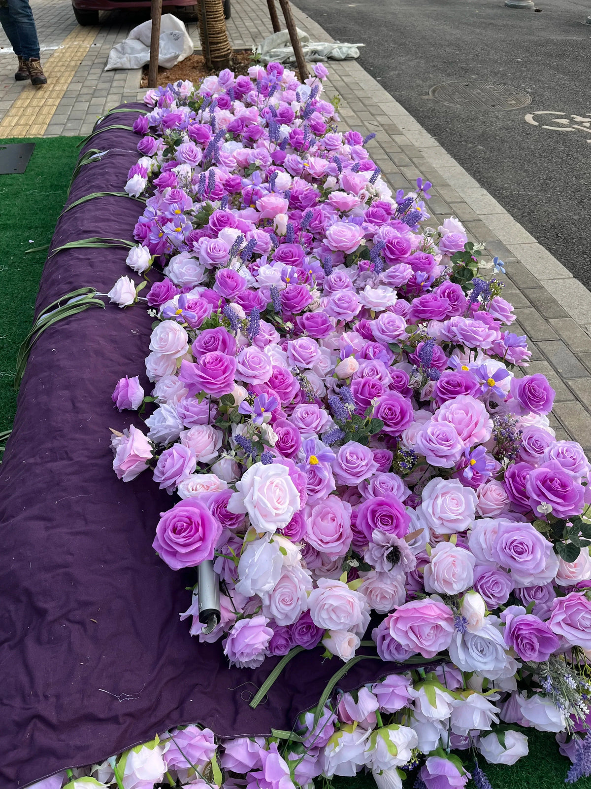 SPR Decorative Roll up Artificial Silk Rose Flower Wall Backdrop Panel for Wedding Party Birthday Hotel Decoration