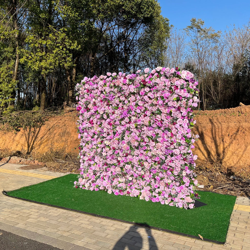 SPR Factory Wholesale Silk Fabric Flower Wall Panel Rose Hydrangea with Greenery for Wedding Hotel Birthday Backdrop Decor