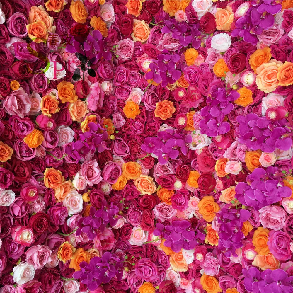 SPR Customized Size & Color Wedding & Chinese New Year Backdrop Silk Artificial Flower Wall Bohemian Style Handmade Roses