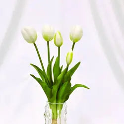 2026 New Arrival Real Touch Tulips Flowers 40cm Soft Rubber White PinK Artificial Flower for Home Wedding Decoration - 40CM(15.75in) / 01-White