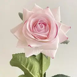 High Quality Real Touch Single Rose Realistic Artificial Moisturizing Rose Flowers for Table - 44cm(17.32in) / 03-Powder Color