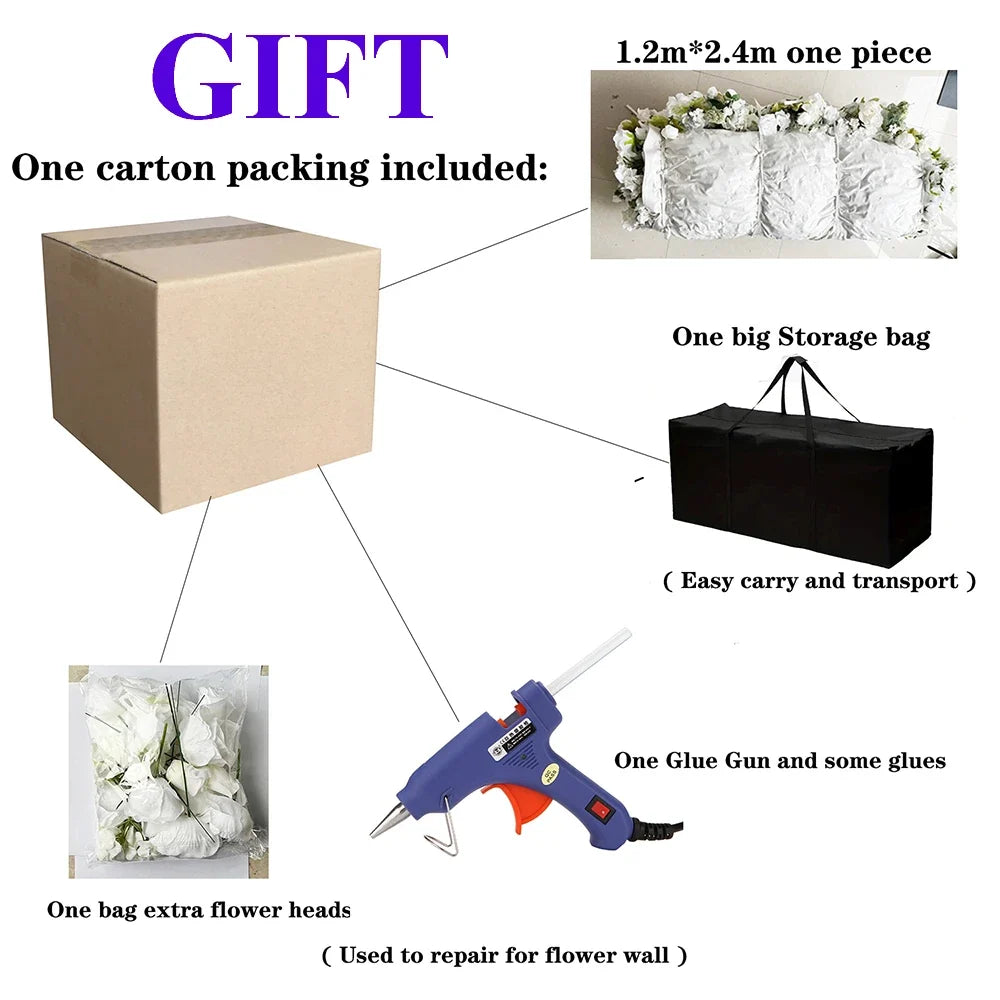 SPR Bridal Bouquet Roll up Fabric Plastic Rose Peony Arrangement Silk Artificial Flower Wall Panel Wedding Decoration Backdrop
