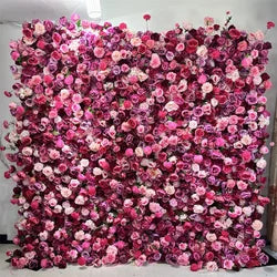 SPR Bridesmaids Bouquet High Quality Birthday Party Valentine's Day Artificial Flower Wall Silk Rose Panels for Wedding Backdrop - 1foot*1foot / SPR-FW231122-10