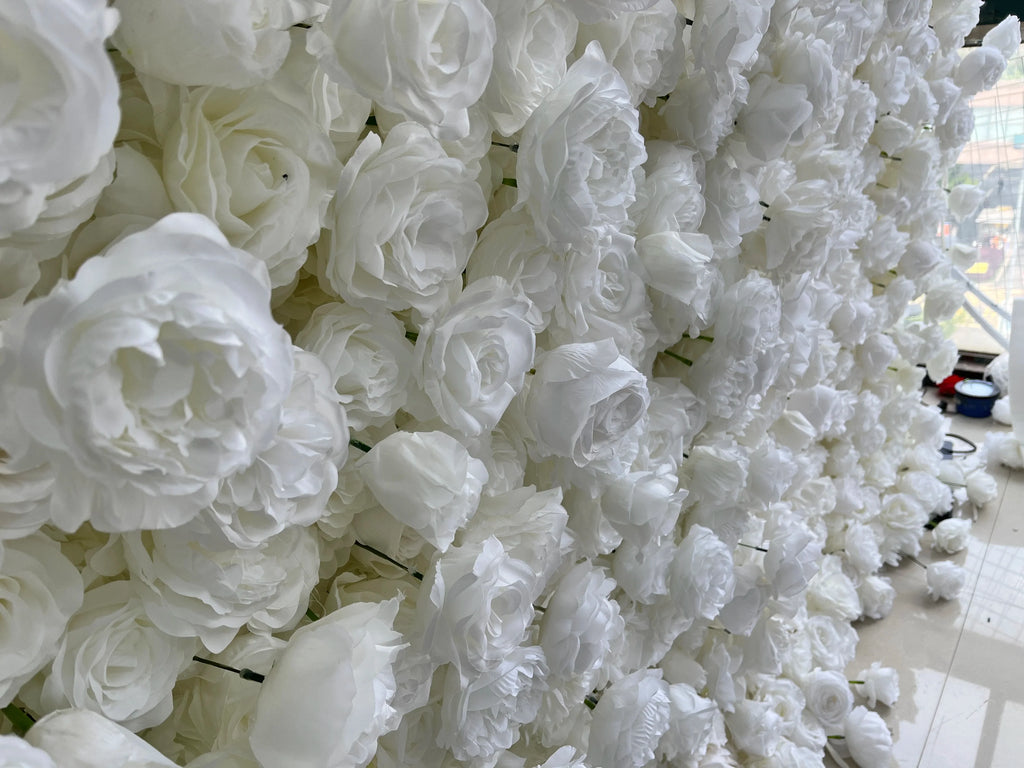 SPR High Quality Eco-Friendly 5D White Rose Silk Orchid Flower Backdrop Wedding Decoration Wall for Halloween Christmas New Year