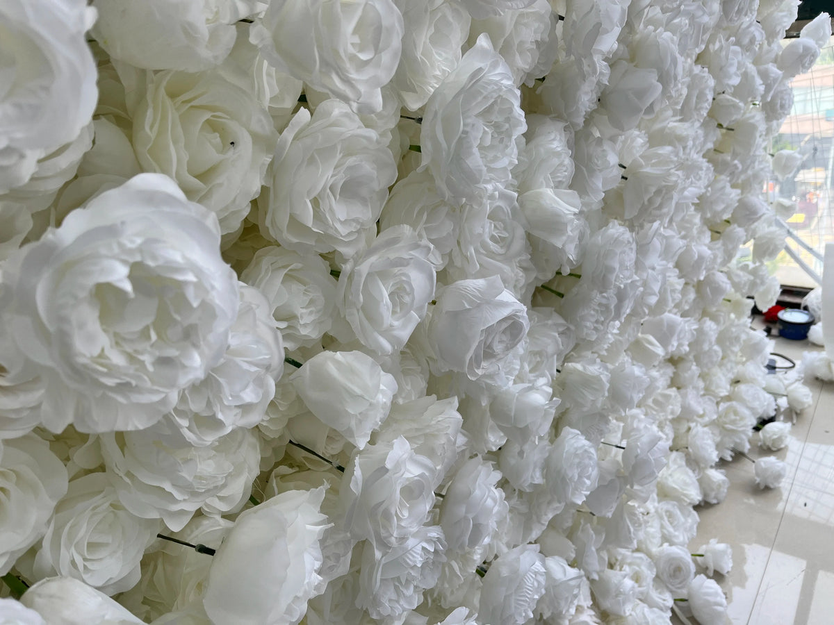 SPR High Quality Eco-Friendly 5D White Rose Silk Orchid Flower Backdrop Wedding Decoration Wall for Halloween Christmas New Year