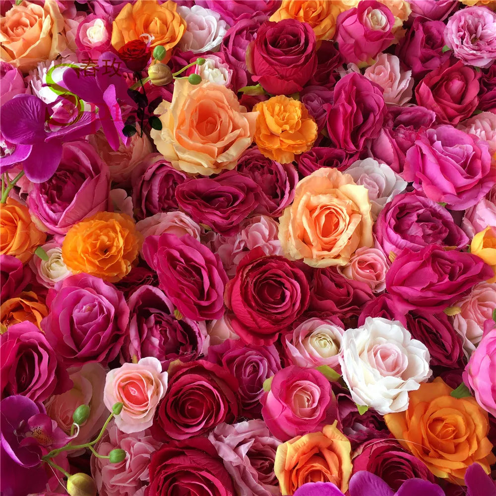 SPR Customized Size & Color Wedding & Chinese New Year Backdrop Silk Artificial Flower Wall Bohemian Style Handmade Roses